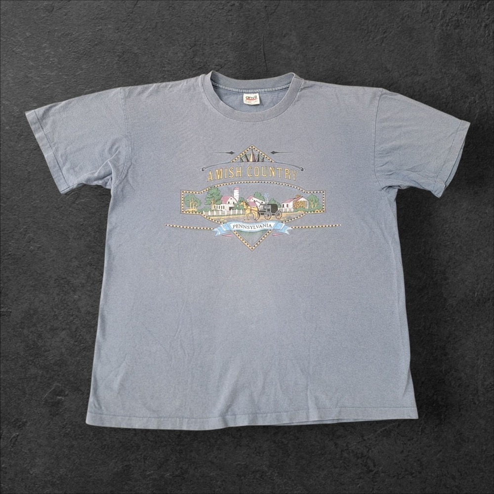 Vintage Pennsylvania Amish Country T Shirt Size XL 90's Single Stitch Anvil Blue